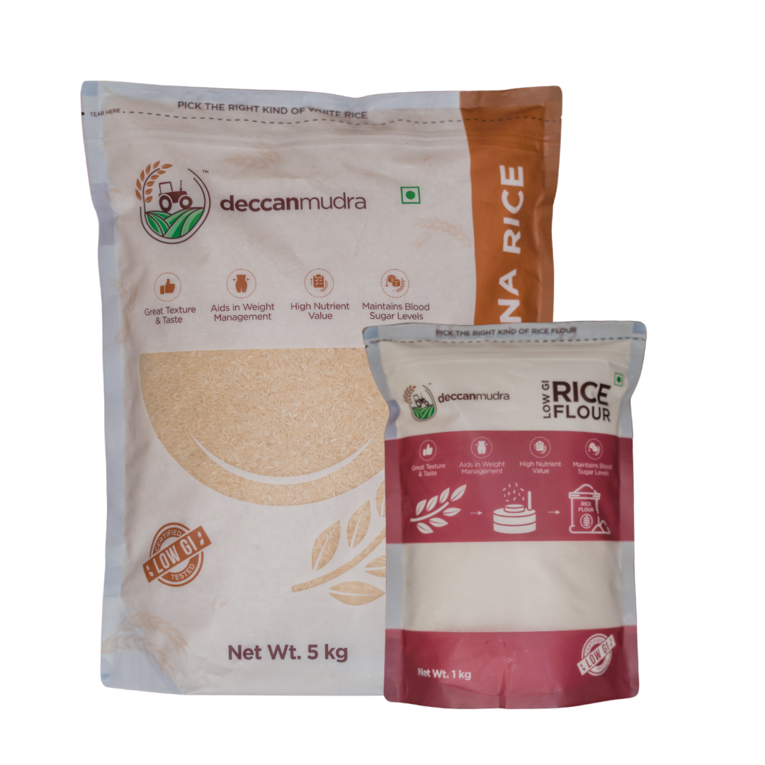 Telangana Sona 5 Kg Rice + Low GI Rice Flour 1 Kg